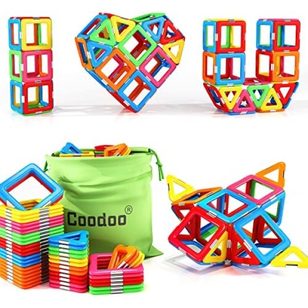 Upgraded Magnetic Blocks Tough Building Tiles STEM Toys for 3+ Year Old Boys and Girls Learning by Playing Games for Toddlers Kids Toys Compatible with Major Brands Building Blocks - Starter Set