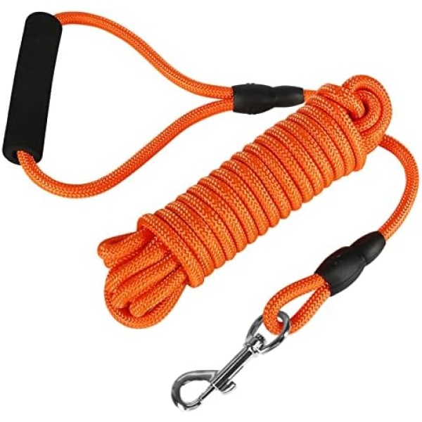 Vivifying Dog Training Leash, 20ft Floatable Dog Check Cord, Long Dog Rope Leash with Soft Padded Handle for Outside, Playing, Swimming, Beach and Lake