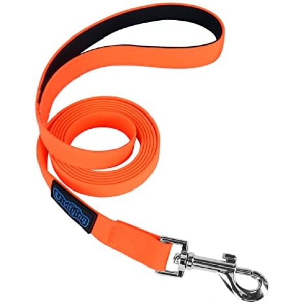 Vivifying Waterproof Dog Leash, 6FT Durable PVC Training Lead with Padded Handle Great for Small Medium Large Dogs Training, Walking, Beach and Lake (Orange)