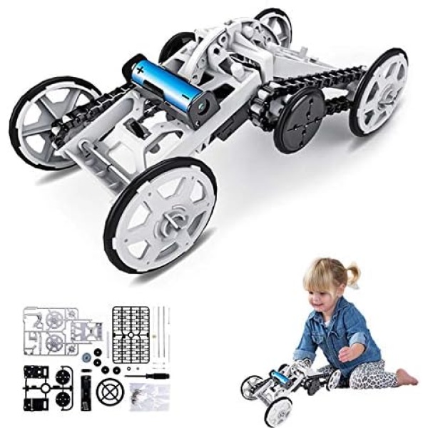 WomToy 4WD Car Toy Assembly Kit, Four-Wheel Drive DIY Climbing Vehicle Electric Off-Road Car Circuit Building Projects for Kids & Teens,Christmas Gifts for Kids Ages 8-12 Years Old