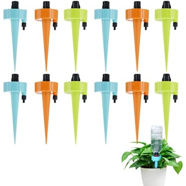 YYBD 12 Pack Plant Self Watering Planter Insert Spikes Stakes, Automatic Plant Waterer for Vacations Outdoor Indoor Potted Plant Drip Irrigation Watering Devices (12 Self Watering Stakes)