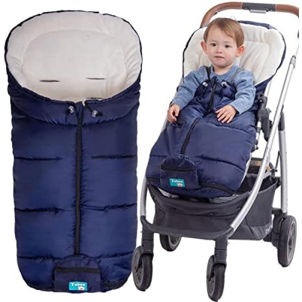 Yobee Universal Stroller Sleeping Bag, Toddler Size, Winter Outdoor Tour Waterproof Baby Bunting Bag, Center and Botton Open for Easy in & Out, Navy