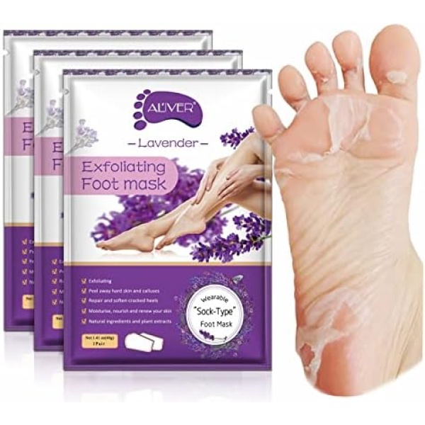 Foot Peel Mask 3 Pack -Exfoliating Foot Mask for Calluses, Dry Cracked Heels and Dead Skin - Moisturize and Repair Rough Foot with Natural Ingredients - Easy to Use at Home - Fits for Women & Men