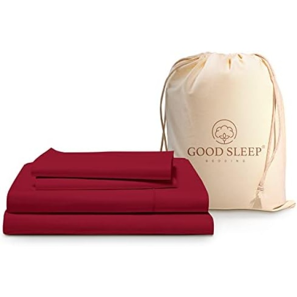 4 Pc Burgundy Queen Bed Sheets Set, 100% Egyptian Cotton Bed Sheets Queen, 1000 TC Cooling Sheets, 16 inch Deep Pocket Queen Sheet Set, Bedsheets Queen Size Set with Pillowcases, Fitted & Flat Sheet