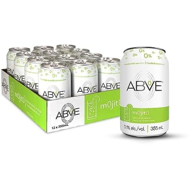 Above Non-Alcoholic Mojito Cocktail, 355ml Award Winning| Ready-to-Drink Zero Proof Cocktail| Gluten Free| Vegan (12 Pack)