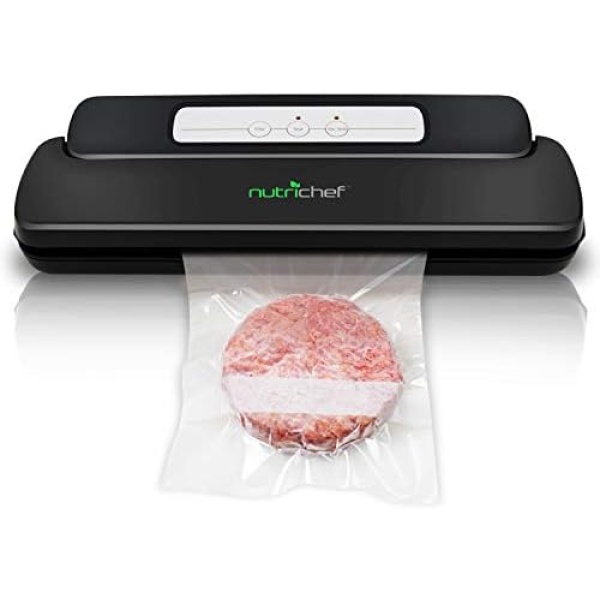 Automatic Handheld Vacuum Sealer Machine - Simple & Compact Fresh Saver Meal - Storage for Dry or Moist Product Home Kitchen Heat Sealing System - Food Plastic Roll Bag Starter Kit CA-PKVS10BK