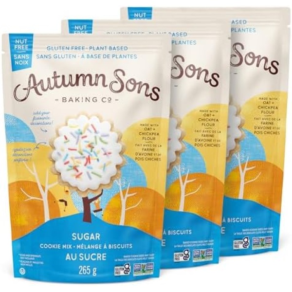 Autumn Sons Baking Co. Gluten Free Sugar Cookie Mix. Vegan Plant Based Baking Mix. Free From 11 Common Allergens. Dairy Free, Nut Free, Soy Free, Non GMO 265g (Pack of 3)