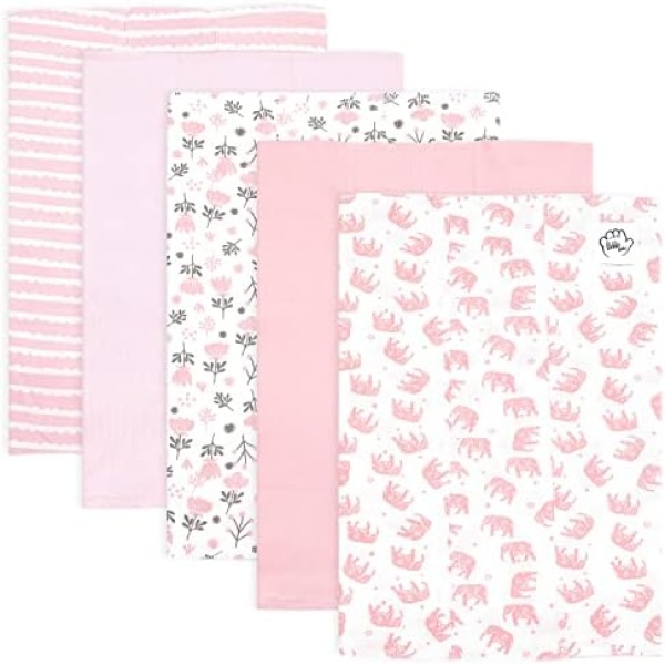 Baby Burp Cloths for Boys and Girls - 5 Pack Large 100% Cotton - Double Layered Extra Absorbent Burp Rags