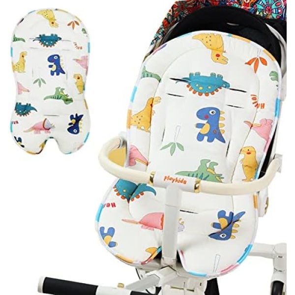 Baby Seat Pad Liner Foldable pad Infant Car Seat Insert Head and Body Support Cushion for Toddler-Soft and Breathable 3D Air Mesh Cotton Universal Baby Stroller Cushion (Dinosaur)