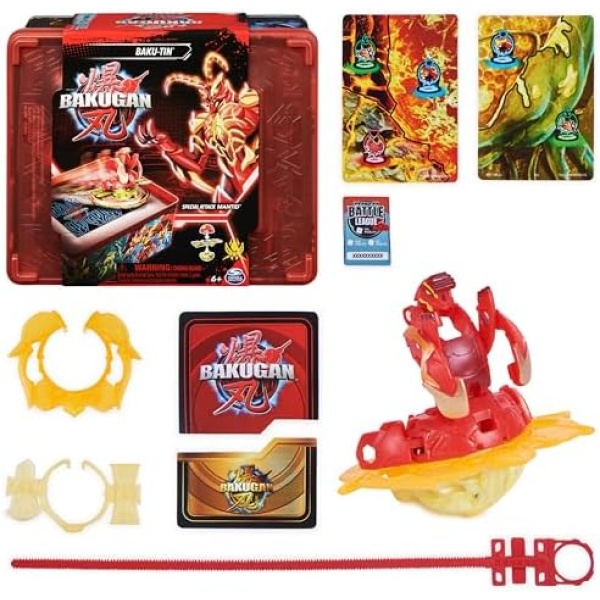 Bakugan Baku-tin with Special Attack Mantid, Customizable, Spinning Action Figure and Toy Storage, Kids Toys for Boys and Girls 6 and up