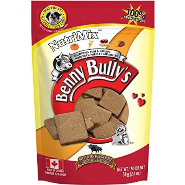 Benny Bullys 776310531021 NutriMix Beef Liver Dog Treats, 58g, Medium