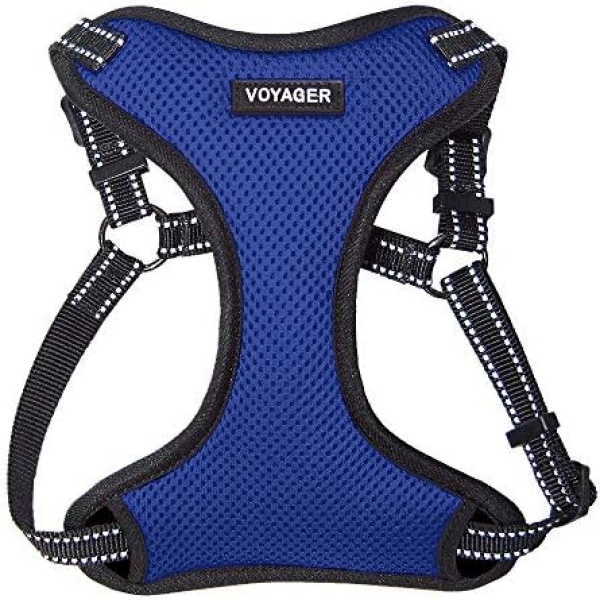 Best Pet Supplies Voyager Adjustable Dog Harness with Reflective Stripes for Walking, Jogging, Heavy-Duty Full Body No Pull Vest with Leash D-Ring, Breathable All-Weather - Harness (Royal Blue), S