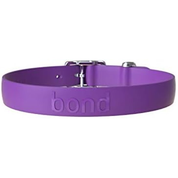 Bond Pet Products Durable Dog Collar | Comfortable, Easy to Clean & Waterproof Collars for Dogs | High Performance Weatherproof Elastomer Rubber | Small - Grape Purple