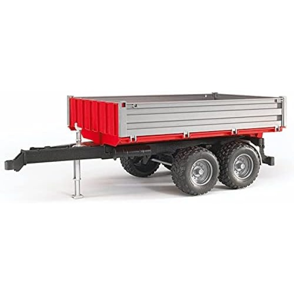 Bruder 02019 Tipping Trailer Accessory with Hitch for Farm Tractors, Construction & Forestry Trucks, Realistic Foldable Side Walls, 1:16 Scale