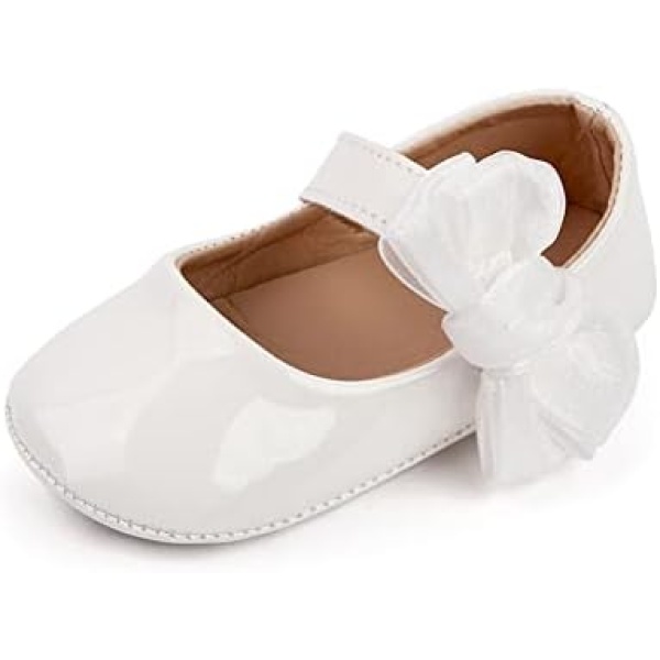 CLOUCKY Baby Girls Rubber Sole Mary Jane Flats Toddler Dress First Walkers Shoes