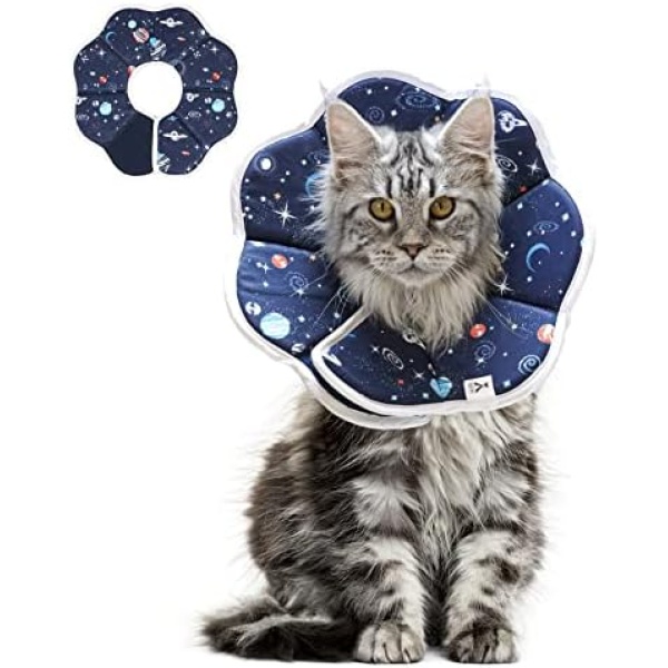 ComSaf Soft Cat Recovery Collar, Protective Adjustable Pet Cone Collar for After Surgery, Comfortable Lightweight Elizabethan Collar for Cat Kitten Prevent from Licking Wounds, Not Block Vision