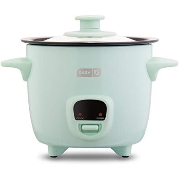 Dash DRCM200GBAQ04 Mini Rice Cooker with Keep Warm, 2 cup, Aqua