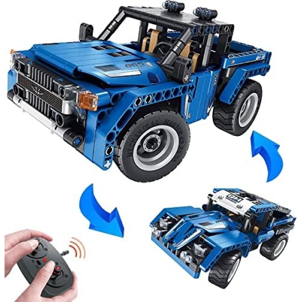 Dimple 2-in-1 Remote Control Building Toy - STEM Toys for 6-12 Year Old Kids - Educational Race Car Truck Toys for Boys & Girls - 353-Piece Learning Construction Kit Birthday Gift for Kids