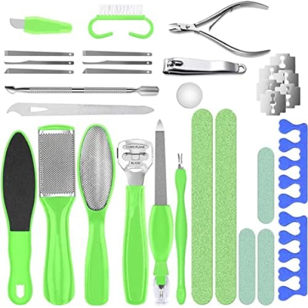 Dr. Entre's Professional Pedicure Kit: 32 in 1 Pedicure Tools Supplies Set, Callus Remover with Foot File, Nail File Buffer, Feet Scrubber Dead Skin Remover, Foot Care Kit, Scraper Shaver