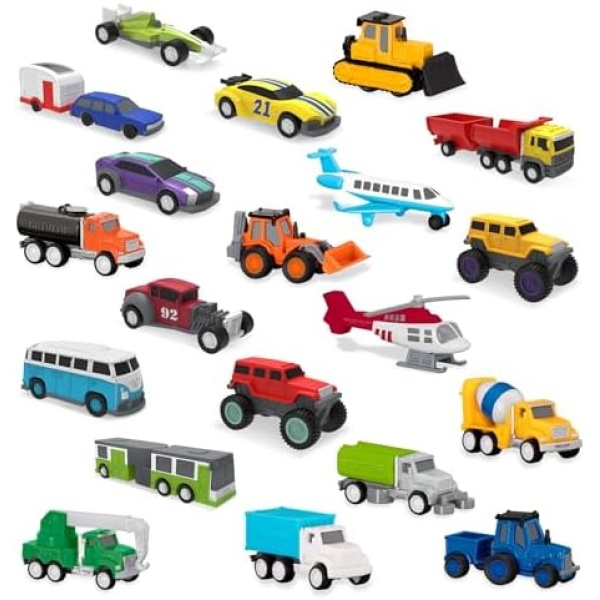 Driven by Battat – Pocket Fleet 1 – 20 Mini Toy Vehicles – Camper Van, Construction Trucks, Cement Mixer, Monster Truck, Race Car & More – Gift Toy Car Playset for Boys & Girls Age 3+ [pack of 1]