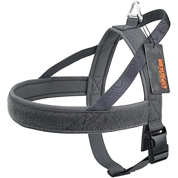 EXCELLENT ELITE SPANKER No-Pull Dog Harness Soft Padded Adjustable Nylon Pet Harness for Training Running(Grey-M)