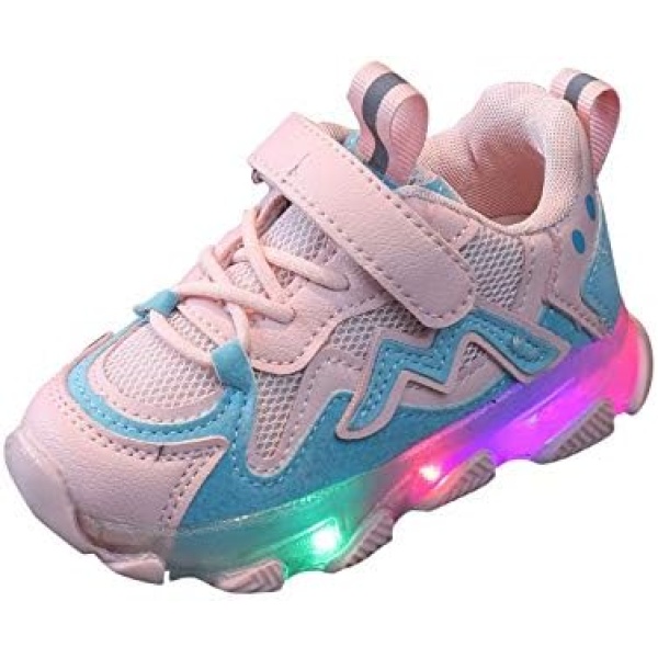 EnJoCho Baby Toddler Girls Boys Mesh Sneakers Kids LED Light Up Shoes Led Luminous Sport Sneakers Running Shoes 1-6 Years