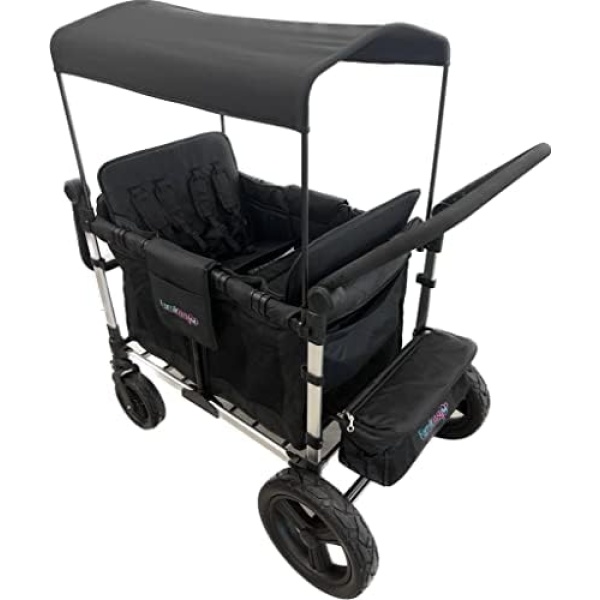 FAMILEASY Living 4-seat Stroller Wagon, Versatile and Convenient Option for Strolling with Multiple Passengers. Its Collapsible Design and Lightweight Construction Make it Easy to Transport (Black)