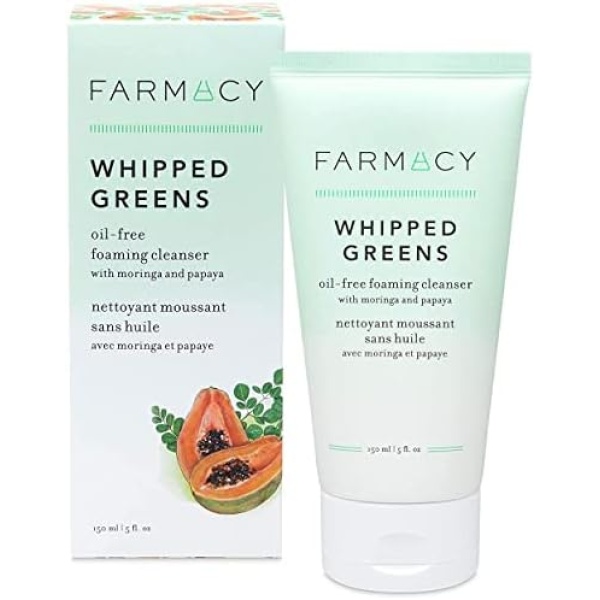 Farmacy Whipped Greens Face Wash - Oil Free Foaming Facial Cleanser for Combination and Oily Skin (5.0 Fl Oz)