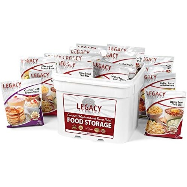 Gourmet Survival Home Food Storage - 120 Large Servings Meal Assortment:31 Lbs Emergency Supply - DisasterPrep Freeze Dried Supply Kit - Dehydrated Breakfast, Lunch & Dinner