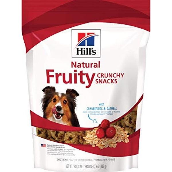 Hills Natural Fruity Snacks for dogs with Cranberries & Oatmeal, Crunchy Dog Treat, 8 oz bag