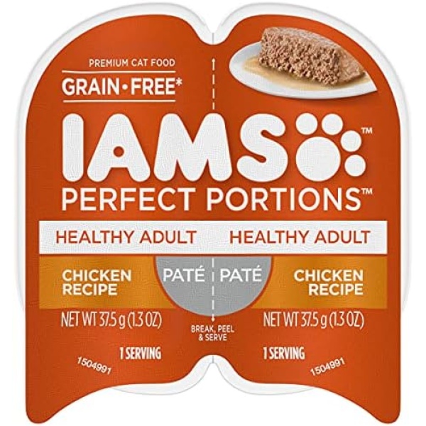 IAMS Perfect Portions Healthy Wet Cat Food Adult Grain Free Paté - Chicken, 75g Tray (24 Pack)