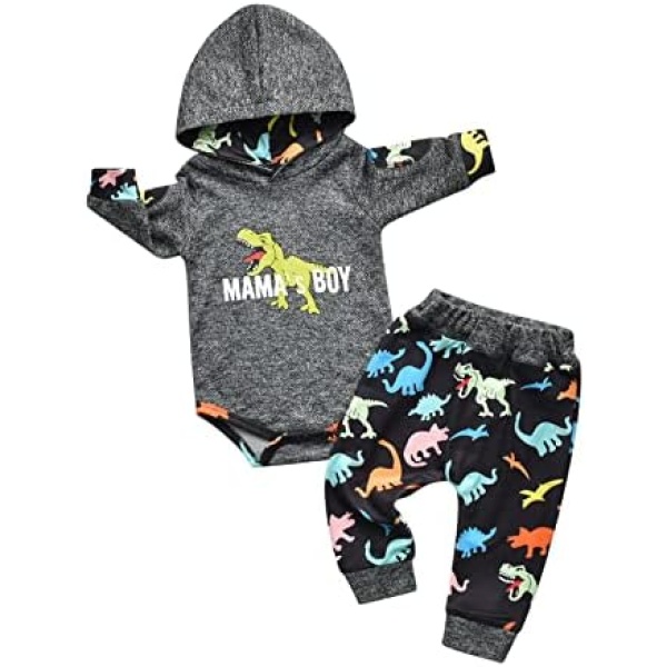 Infant Baby Boys Clothes Romper Set Newborn Long Sleeve Hoodie Letter Print Tops Pants 2pcs Outfit Set