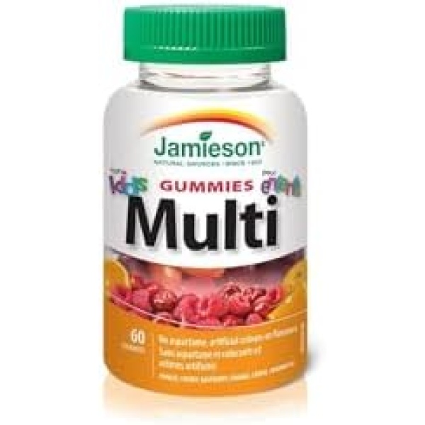 Jamieson Multivitamin Gummies for Kids - Orange, Cherry and Raspberry Flavour , 60 Count (Pack of 1)