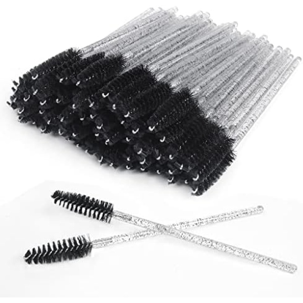 KELYDI 60 PCS Disposable Eyelash Brushes Eyebrow Castor Oil Brush Mascara Wands Cosmetic Makeup Tools (Black)