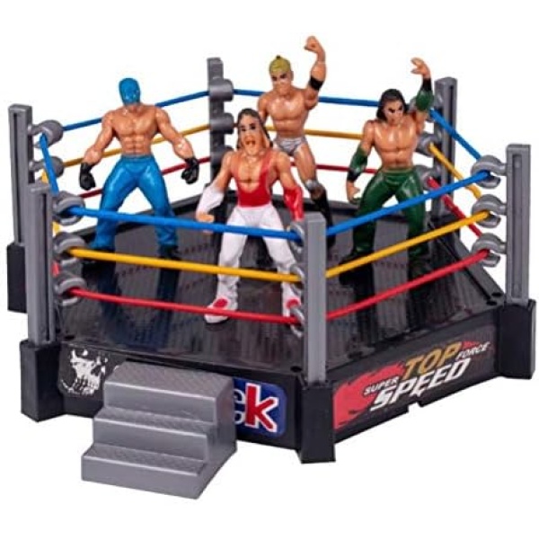 LGCTION Mini Wrestling Playset with Action Figures and Accessories - Kids Toy with Realistic Wrestlers Cage Warriors