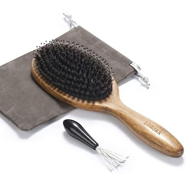 LORSEX Hair Brush, Boar Bristle for Women men Kid, Boar & Nylon Bristle Brush for Wet/Dry Hair Smoothing Massaging Detangling