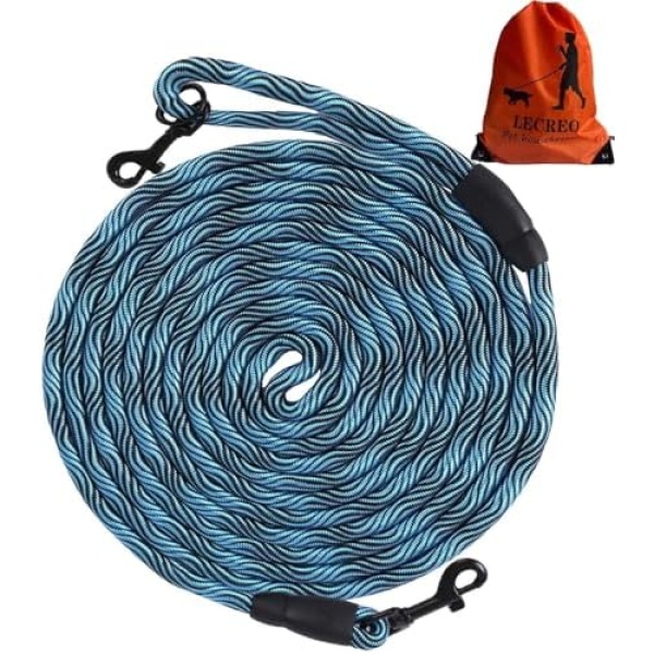 Long Dog Leash Tie-Out Check Cord, 16FT/30FT/50FT/100FT Recall Dog Training Rope Leash, Heavy Duty Dog Lead for Large Medium Small Dogs Playing, Camping, or Backyard