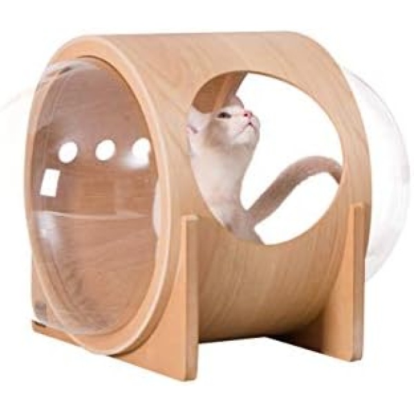 MYZOO Spaceship Alpha, Warm and Cozy Pet Bed for Cat & Dog, Designed Furniture, Made of Wood (Oak)