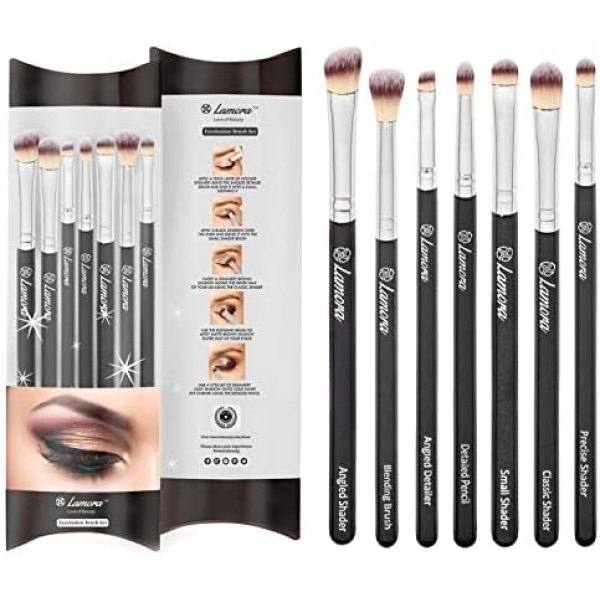 Makeup Eye Brush Set - Eyeshadow Eyeliner Blending Crease Kit - Best Choice 7 Essential Makeup Brushes - Pencil, Shader, Tapered, Definer - Last Longer, Apply Better Makeup & Make You Look Flawless!