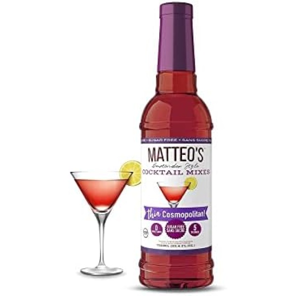 Matteo's Sugar Free Cocktail Mixes - Cosmopolitan - Delicious Cocktail Mixers, 0 Calories, 0 Sugar Cocktails, Keto Friendly Drinks, 750 milliliters