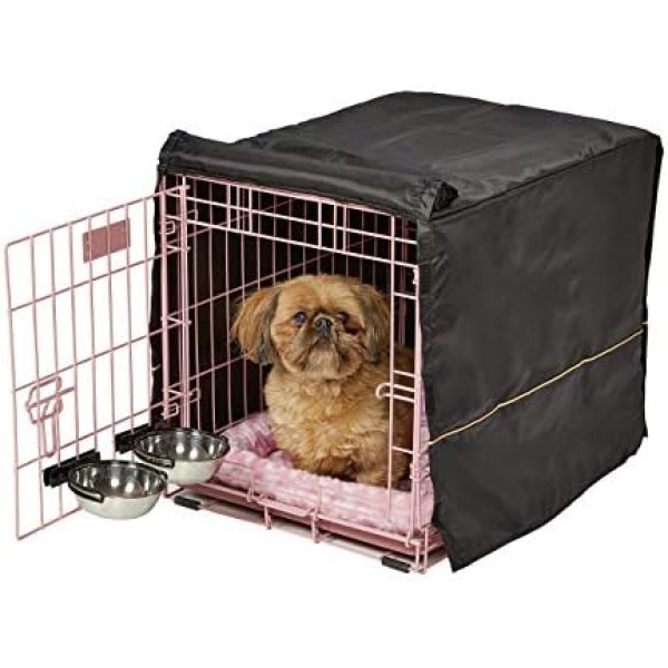 Midwest iCrate Starter Kit | The Perfect Kit for Your New Dog Includes a Dog Crate, Dog Crate Cover, 2 Dog Bowls & Pet Bed | 1-Year Warranty on All Items