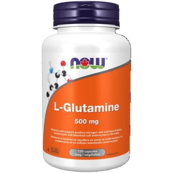 NOW Supplements L-Glutamine 500mg Capsules, 120 Count