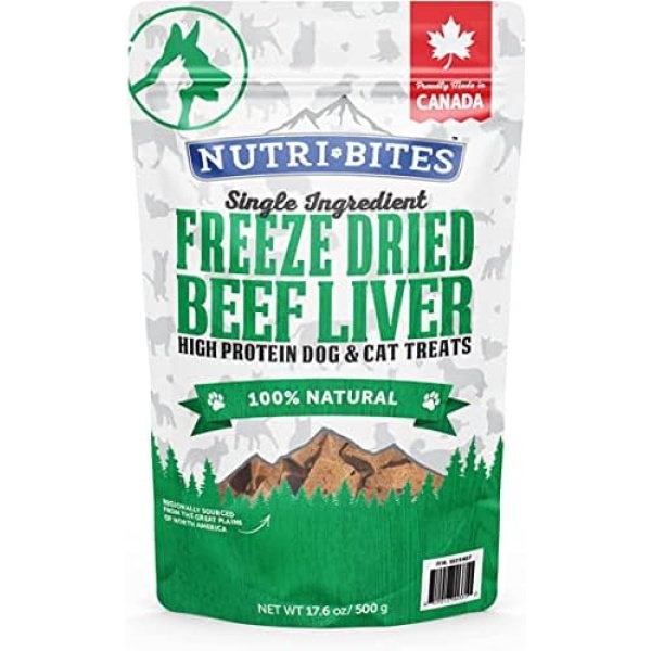 Nutri Bites - Freeze Dried Beef Liver Treats for Dogs and Cats, 17.6 OZ /500 g - Value Pack