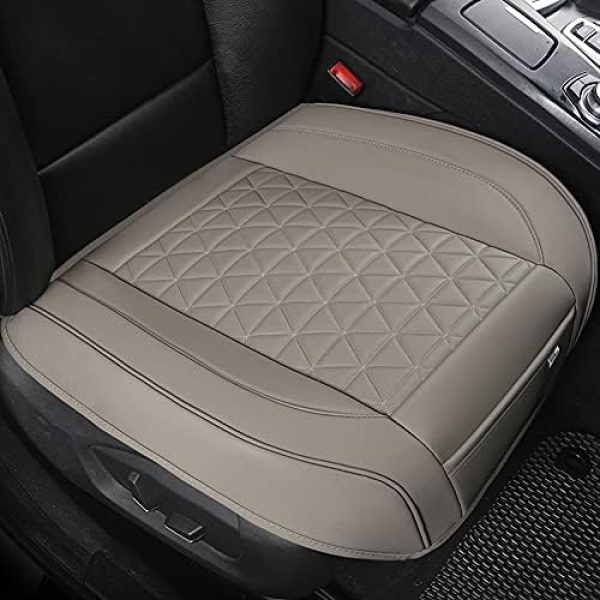 PU Leather Car Seat Cover Anti-Slip Car Front Seat Cushion Edge Wrapping Bottom Pad Fits Auto (Sedan/SUV/Truck/Van/MPV) 21.26"×20.86" Gray 1 Piece