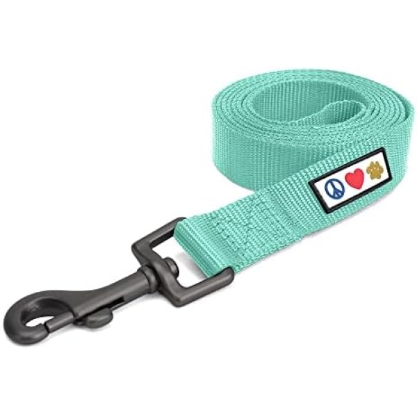 Pawtitas 6 FT Dog Soft Adjustable Solid Color Leash Nylon Extra Small Puppy Leash - 1.8 M Lead Teal | Matching Collar and Harness Sold Separately | Laisse Pour Chien réglable de Couleur en Nylon