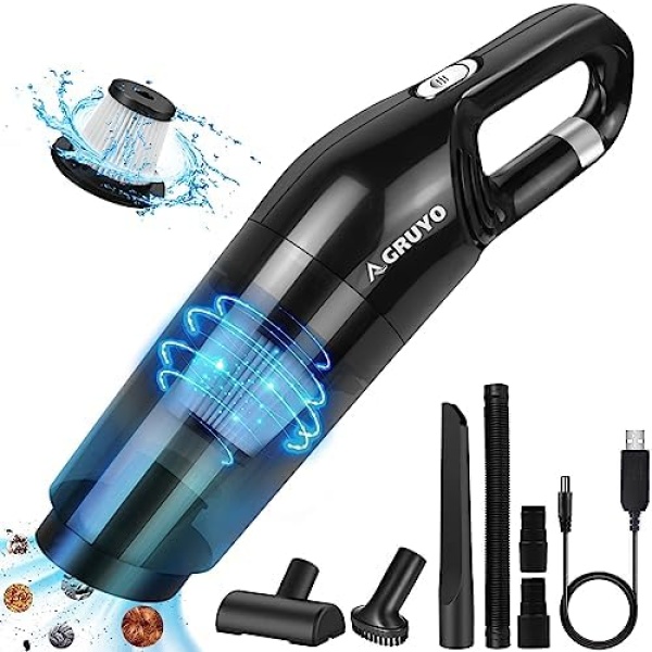 Powerful Handheld Vacuum Cleaner, Cordless Vacuum Cleaner 120W, Multifunctional Vacuum with Extension Hose,Brush, Flat Mouth and Wide Mouth, Lightweight Hand Vacuum for Car, Home 9000Pa