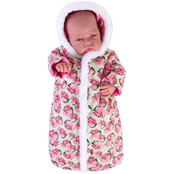 Rakki Dolli Doll Sleeping Bag Doll Jumpsuit Hooded Romper Pink Rose Hoodie Soft Swaddle Blanket Doll Clothes and Accessories, Fits for 18" Dolls (Doll not Included) 004