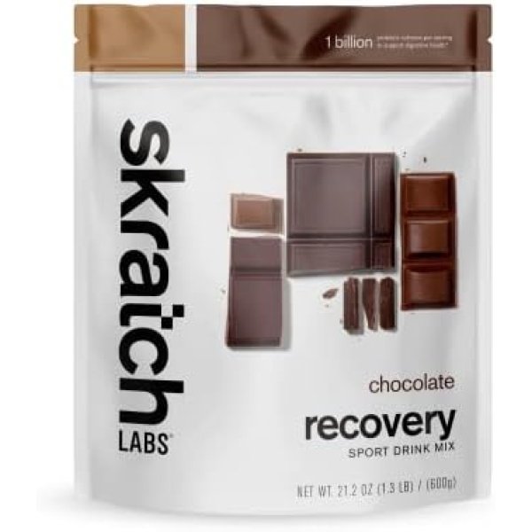 Skratch Labs Post Workout Recovery Drink Mix with Chocolate, (21.2 oz, 12 Servings) with Complete Milk Protein of Casein, Whey, Probiotics, Gluten Free, Kosher, Vegetarian