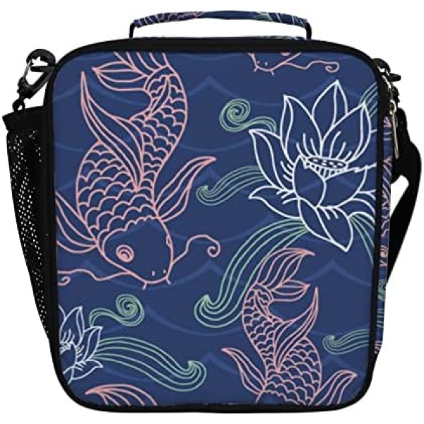 TsingZa Insulated Lunch Bag Fresh Lotus, 6.5L Reusable Cooler Lunch Tote Bag Meal Tote Kit for Kids Women Men Work School Picnic Beach Camping