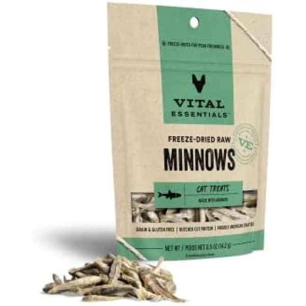 Vital Essentials Freeze-Dried Raw Cat Treats, Minnows Treats, 0.5 oz